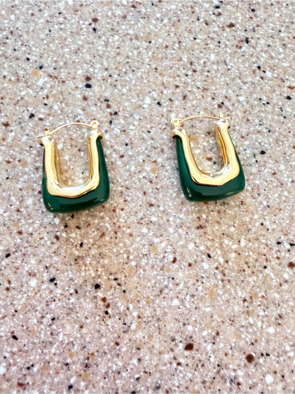 Golden & Green Hoop Drop Earrings - Women Jewelry